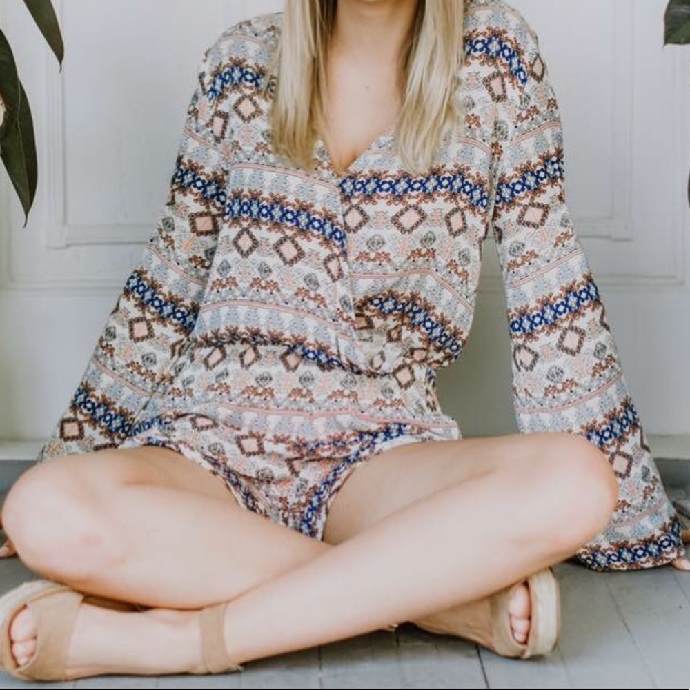 Patterned flare romper
